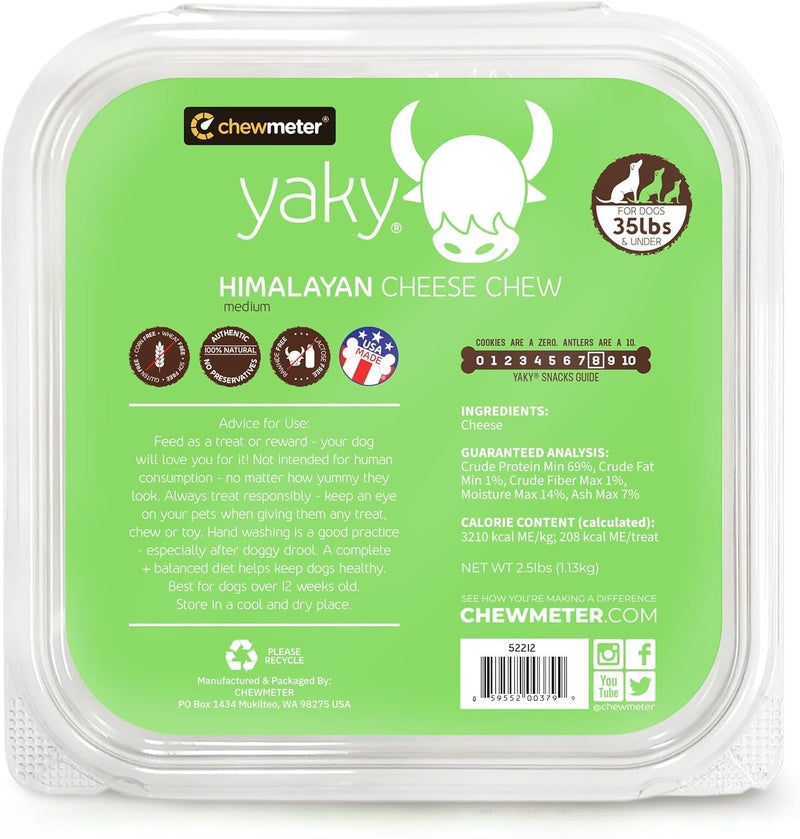 Himalayan Dog Chew Chewmeter Himalayan Yaky Cheese Chew, 100% Natural, Long Lasting, Gluten Free, Healthy & Safe Dog Treats, Lactose & Grain Free, Protein Rich, Stain Free, Medium, Dogs 35 Lbs & Under, 2.5 lb Bulk Tub - Image 5